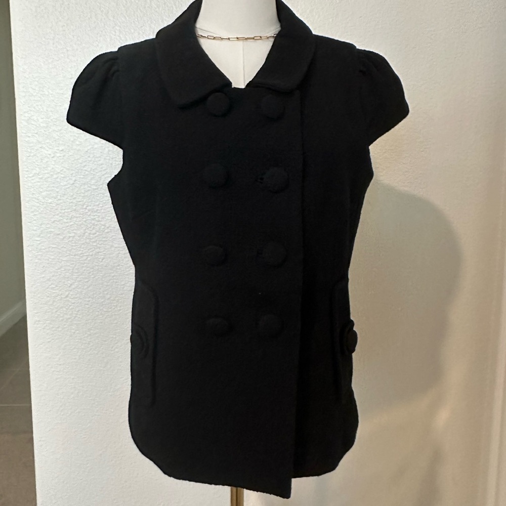 Vintage Banana Republic Black Pea Coat Style Vest